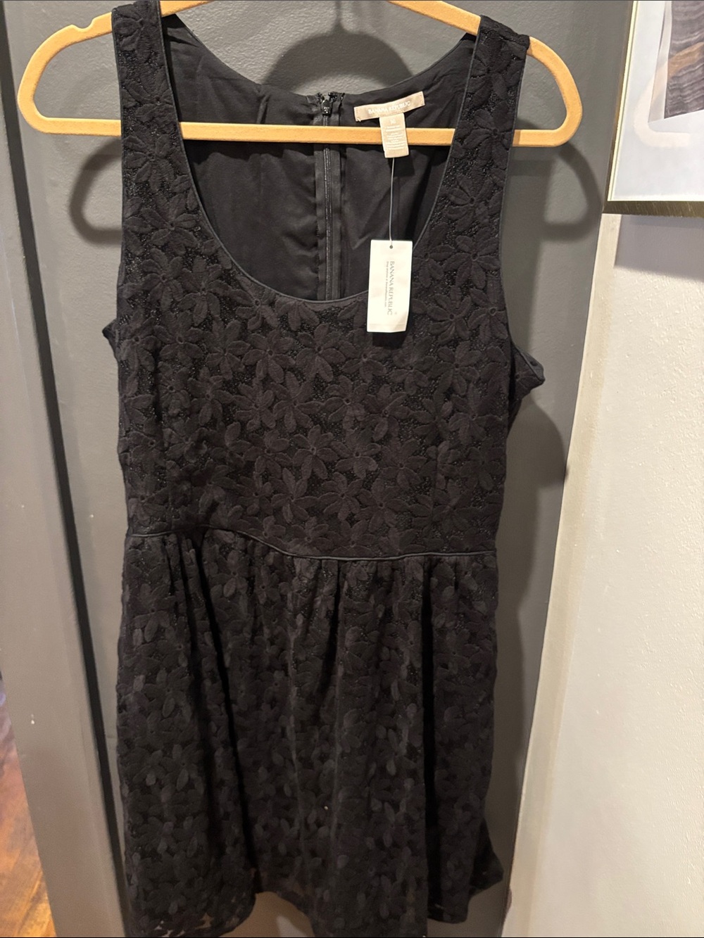 Banana Republic Black Floral Lace Mini Dress